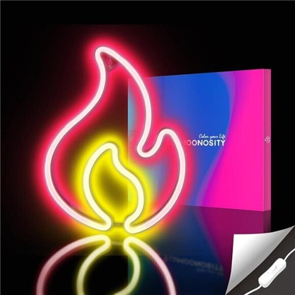 Flame Neon Sign Red and Yellow Flame Neon Light LED Living Room Bedroom NEW - Picture 3 of 7